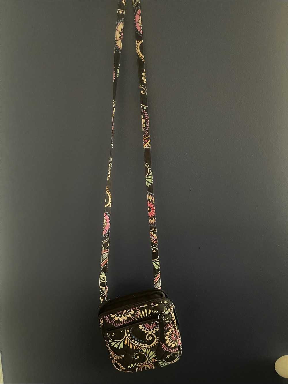 Vera Bradley Black Floral Pattern Crossbody Bag